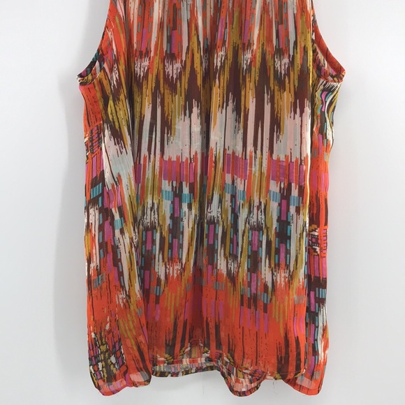 NEW Adiva Boho Sleeveless Top Orange Multicolor Size Small Artsy Bohemian - Picture 5 of 14